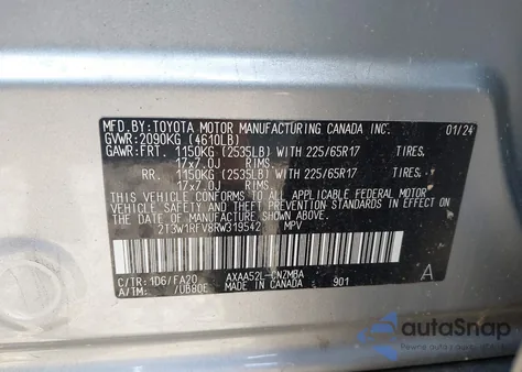 2024 Toyota Rav4 Xle из США, поврежденный, VIN 2T3W1RFV8RW319542